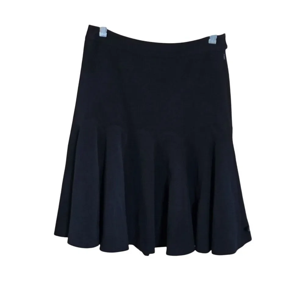 Black Flared Ruffle Skirt Womens goth whimsygoth officewear chic upscale